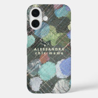 Monogram Chic Mama Abstract Green Blue White Dots