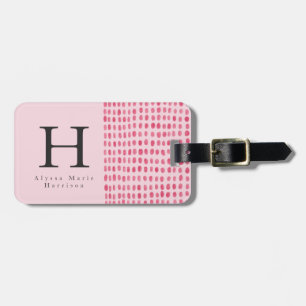 Monogram Chic Modern Bright Pink Luggage Tag