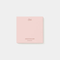 Monogram Chic Modern Minimalist Pastel Light Pink