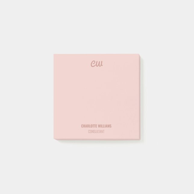 Monogram Chic Modern Minimalist Pastel Light Pink  Post-it Notes (Front)