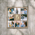 Monogram Chic Multi Photo Boho Beige Foil Prints<br><div class="desc">Add a touch of elegance to your home decor with our personalised square foil art print. This exquisite piece features a photo collage of 6 square photos, perfectly arranged to showcase your favourite memories. In the centre of the print, personalise your monogram in a decorative vintage font, rendered in real...</div>