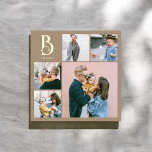 Monogram Chic Multi Photo Boho Beige Foil Prints<br><div class="desc">Elevate your home decor with our personalised square foil art print, perfect for adding a touch of elegance and personalisation to any space. This stunning piece features a photo collage with 4 square photos and 1 larger vertical photo, allowing you to showcase your favourite memories in a visually appealing layout....</div>