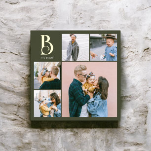 Monogram Chic Multi Photo Boho Green Foil Prints