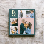 Monogram Chic Multi Photo Teal Foil Prints<br><div class="desc">Elevate your home decor with our personalised square foil art print, perfect for adding a touch of elegance and personalisation to any space. This stunning piece features a photo collage with 4 square photos and 1 larger vertical photo, allowing you to showcase your favourite memories in a visually appealing layout....</div>