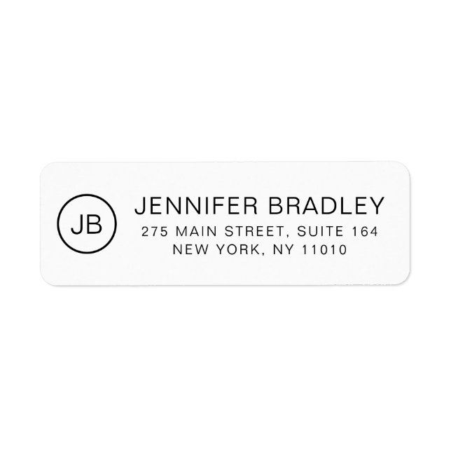 Monogram Chic Personalized Name Return Address Label (Front)