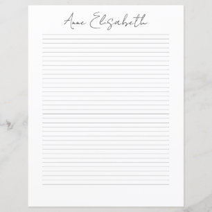 Monogram Chic Script Name Stationery Paper