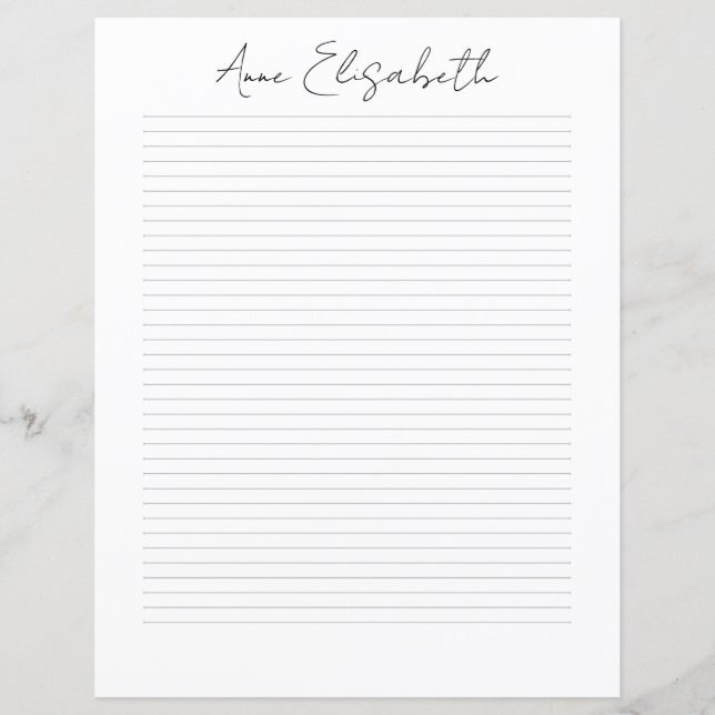 Monogram Chic Script Name Stationery Paper (Front)