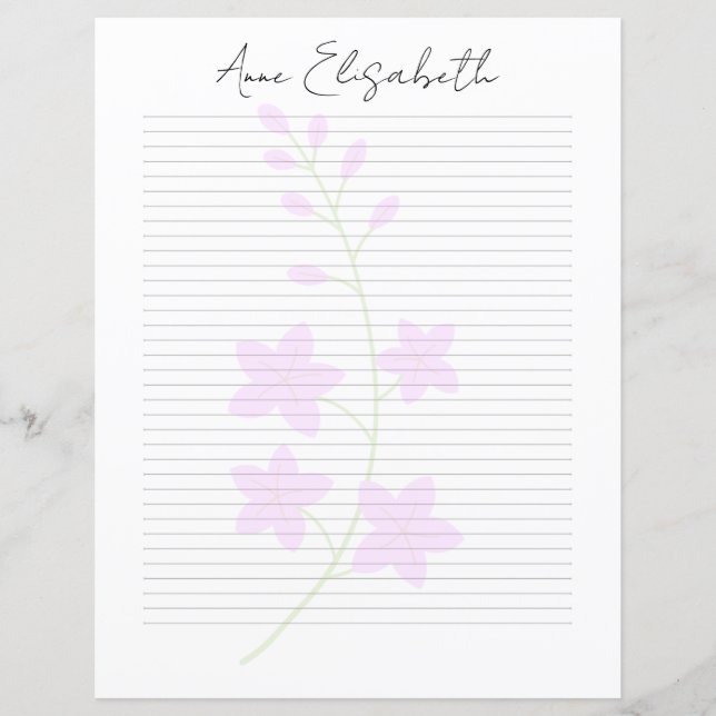 Monogram Chic Script Name Stationery Paper (Front)