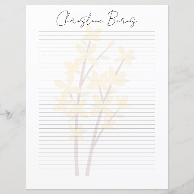 Monogram Chic Script Name Stationery Paper (Front)