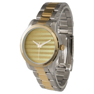 Monogram Chic Striped Gold Glitter Men's  Watch