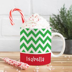 Monogram Christmas Coffee Mug   Chevron Stripes