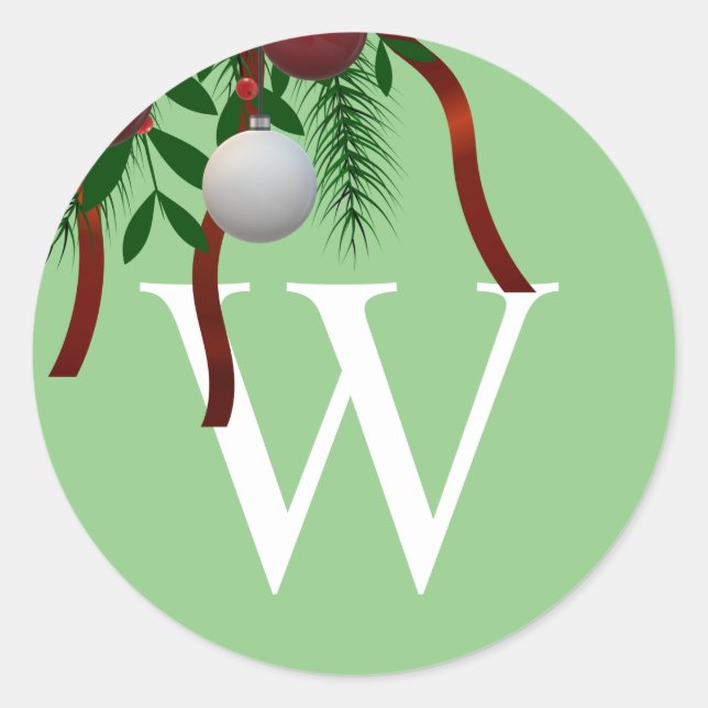 Monogram Christmas Envelope Seal Sticker (Front)