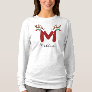 Monogram Christmas Family Matching Holidays Mum T-Shirt