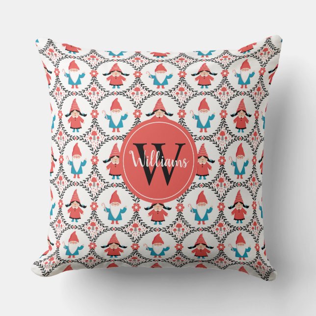 Monogram Christmas Gnome Cushion (Front)