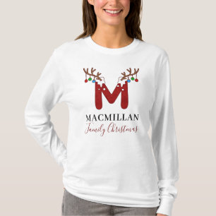 Monogram Christmas Holiday Matching Family Mum T-Shirt