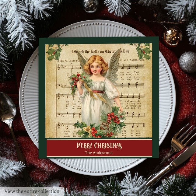 Monogram Christmas Napkins Elegant Angel Keepsake (Monogram Christmas Napkins Elegant Angel Keepsake)