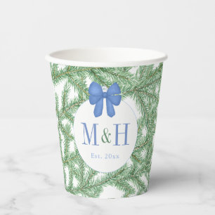 Monogram Christmas Ornaments Engagement Party Paper Cups