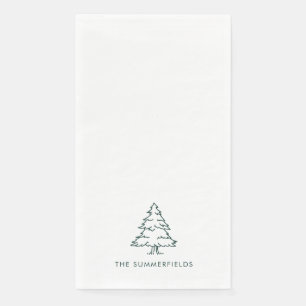Monogram Christmas Pine Tree Holiday Family Napkin