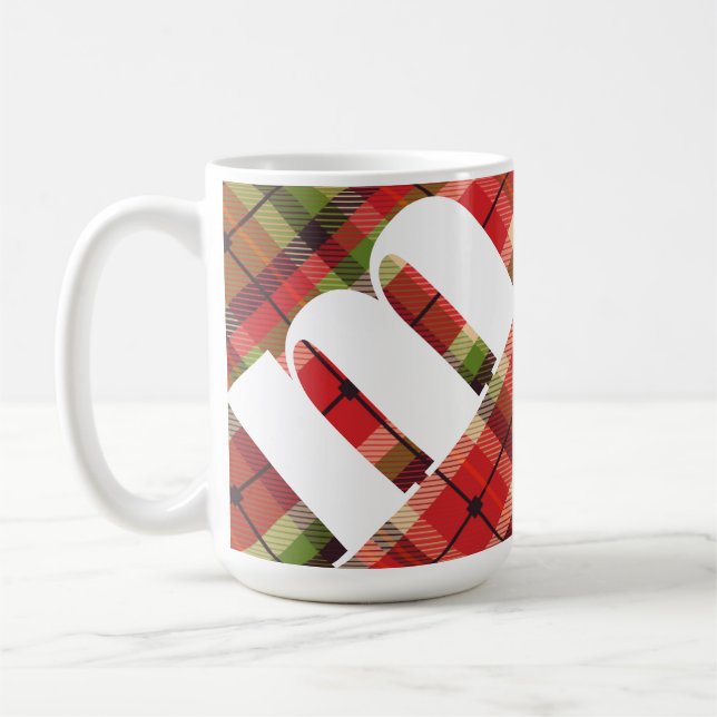 Monogram Christmas Plaid Coffee Mug (Left)