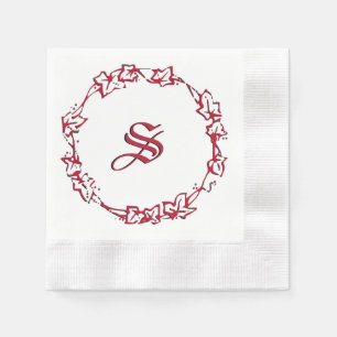 Monogram Christmas Red Napkin