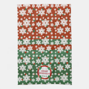 Monogram Christmas Snowflake Design Tea Towel