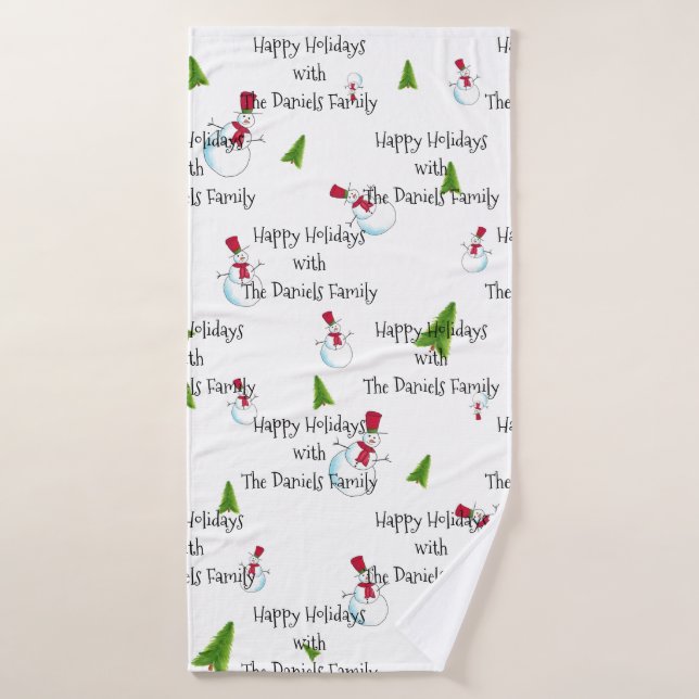 Monogram Christmas Snowman Towel (Bath Towel)