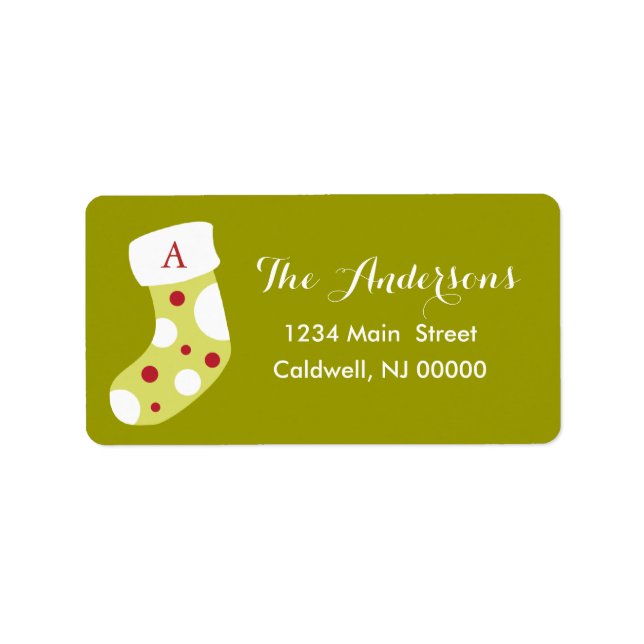 Monogram Christmas Stocking Labels | Holidays (Front)