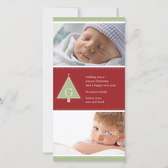 Monogram Christmas Tree Photo Card (Front)