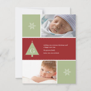 Monogram Christmas Tree Photo Holiday Card