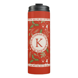 Monogram Christmas Woodlands Red Thermal Tumbler