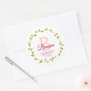 Monogram Christmas Wreath SVG Return Address Seals