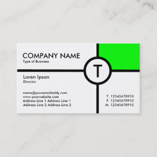 Monogram Circle Cross (Green) - White Business Card