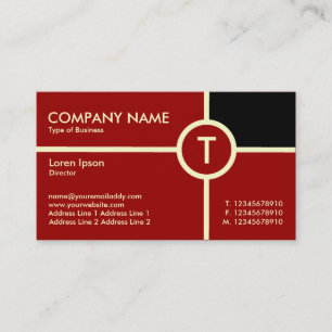 Monogram Circle Cross Maroon, Black and Cream Business Card