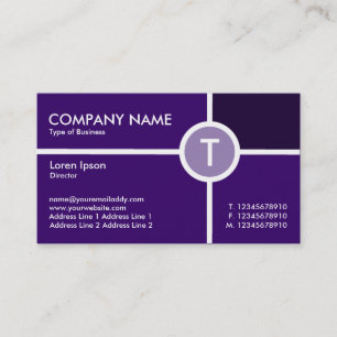 Monogram Circle Cross - Shades of Dark Violet Business Card