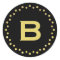 Monogram Circle Dots Sticker Label / Black & Gold