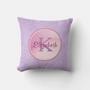 Monogram Circle on a Pretty Lavender Background Cushion