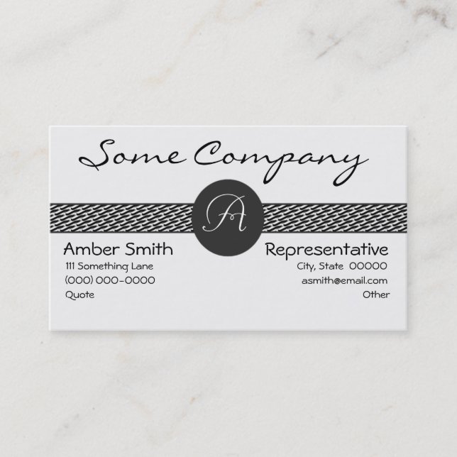 Monogram Circle Ribbon Collection Business Card (Front)