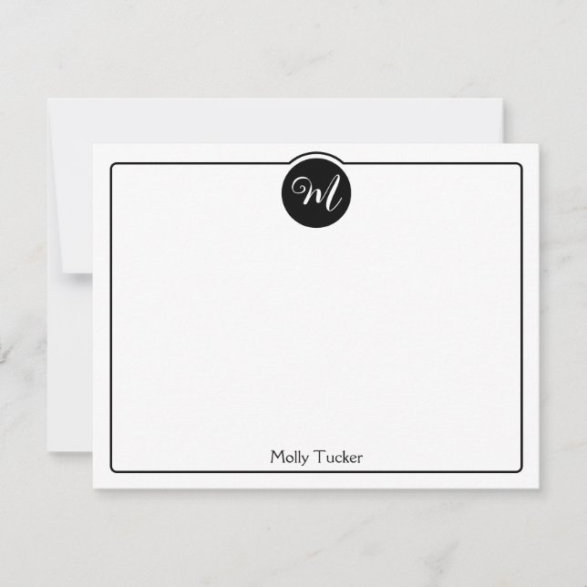 Monogram Circle Trendy Script Girly Card (Front)