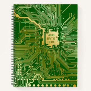 Monogram Circuit Motherboard Electronics Chip Tech Notebook