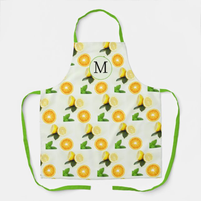 Monogram Citrus and Mint All-Over Print Apron (Front)