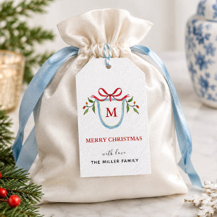 Monogram Citrus Crest Holiday Gift tags