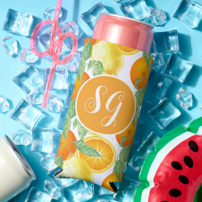 Monogram Citrus Fruit  Seltzer Can Cooler (In Situ Summer)