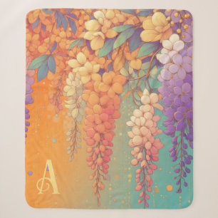 MonoGram Citrus Sunset Wisteria Sherpa Blanket