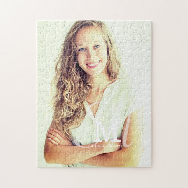 Monogram Class Year Custom Photo Graduation Jigsaw Puzzle (Vertical)