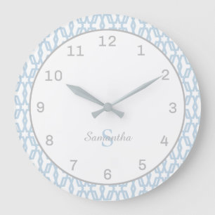 Monogram Classic Blue & Grey Wall Clock