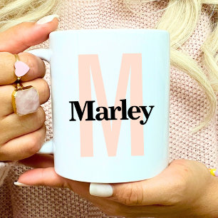 Monogram Classic Bold Cute Initial Name Custom Coffee Mug