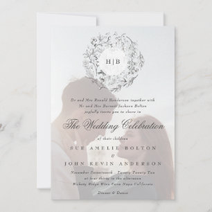 Monogram Classic Botanical Florals Wedding Invitation