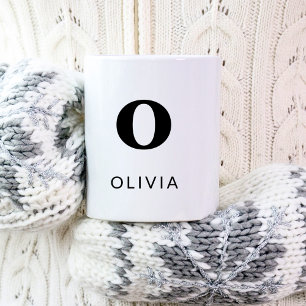 Monogram Classic Elegant 2 Initial Black White Coffee Mug