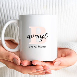 Monogram Classic Elegant Girly Calligraphy Initial Coffee Mug
