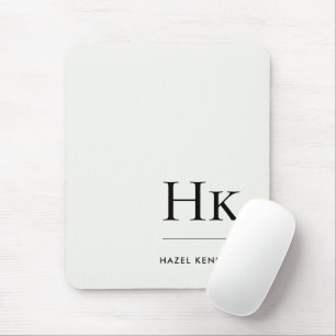 Monogram Classic Elegant Ivory White Initials Mouse Pad